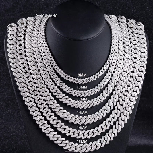 8mm Iced VVS Moissanite Cuban Link Chain – 925 Sterling Silver 16"-24"