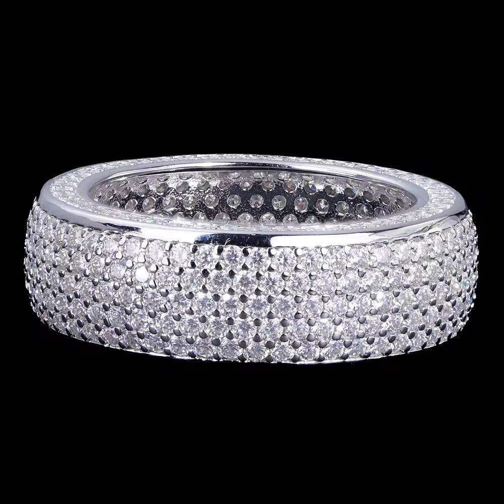 VVS Moissanite Full Setting Ring – 925 Silver Iced Out Statement Ring