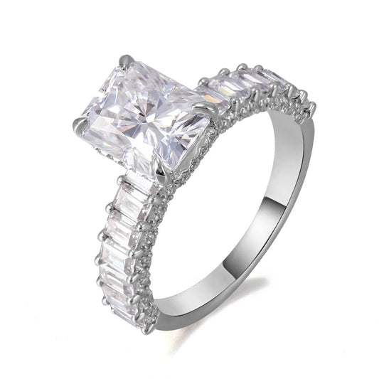 3CT Radiant Cut Moissanite Eternity Ring – D Color VVS