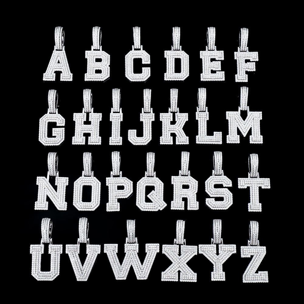 VVS Moissanite Custom Letter Pendant – 925 Silver Hip Hop Jewelry (GRA Certified)