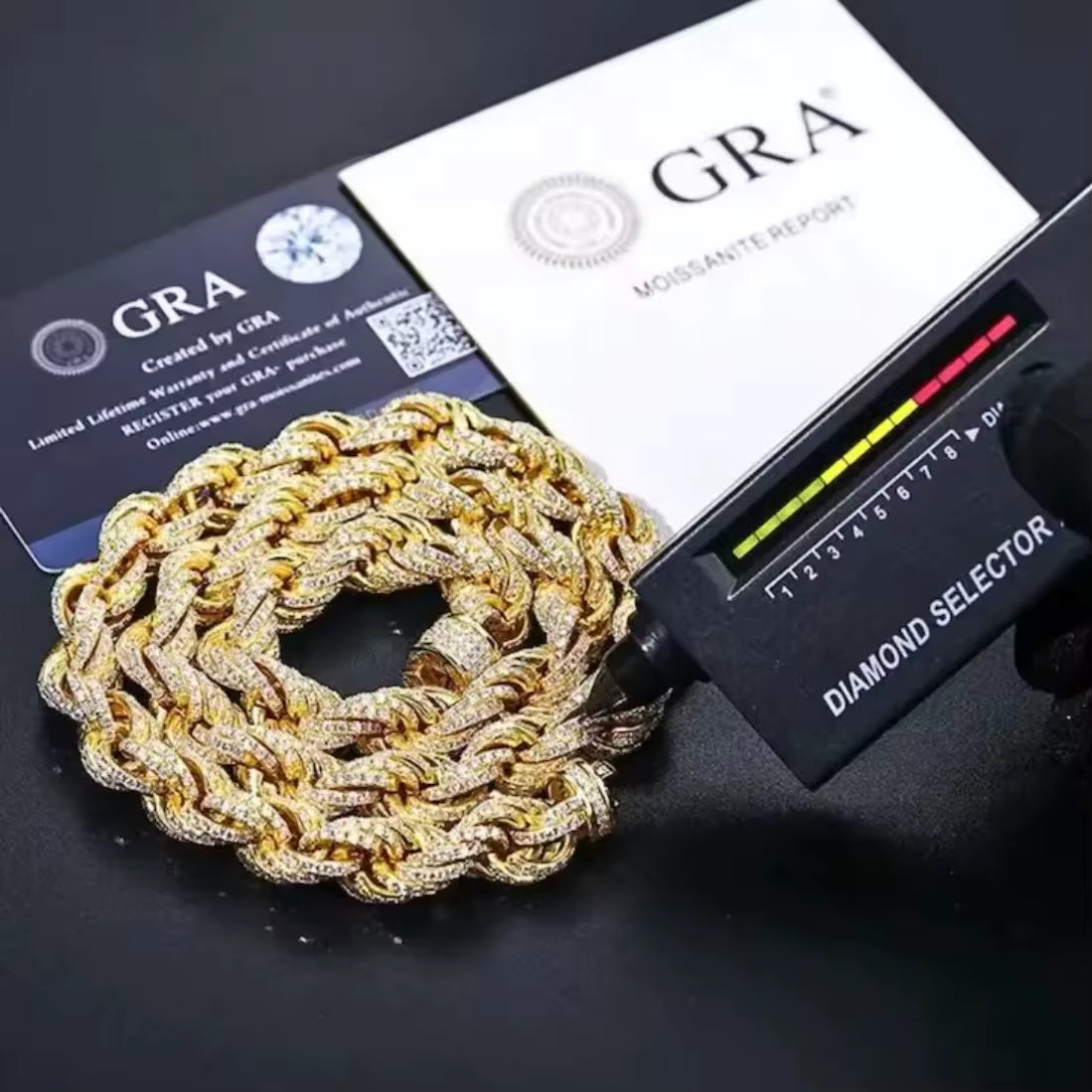 Men’s Iced Moissanite Cuban Rope Chain – 925 Sterling Silver (8mm, D Color VVS)
