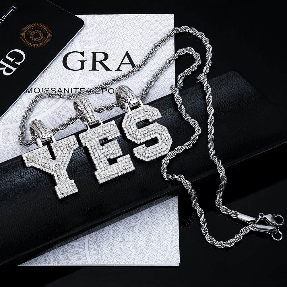 VVS Moissanite Custom Letter Pendant – 925 Silver Hip Hop Jewelry (GRA Certified)
