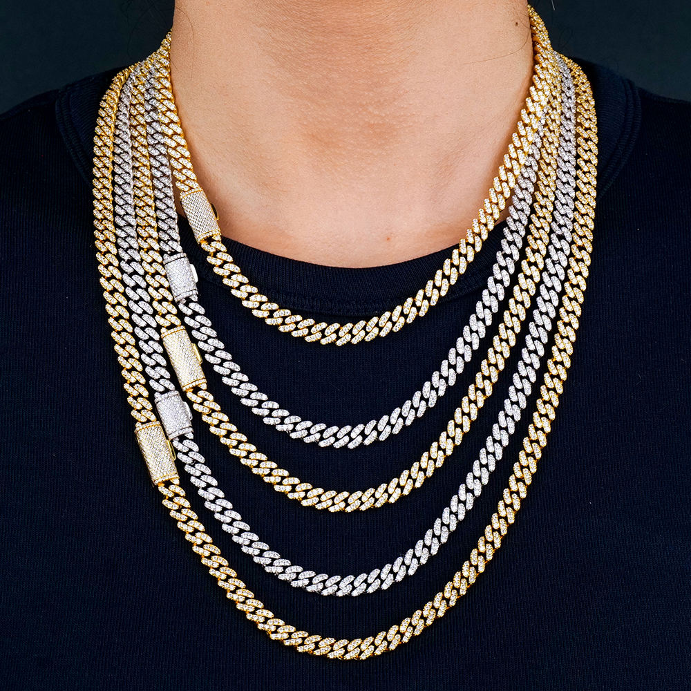 VVS 6mm Moissanite Iced Out Cuban Link Chain – 925 Sterling Silver Hip Hop Necklace (16–24 Inch)