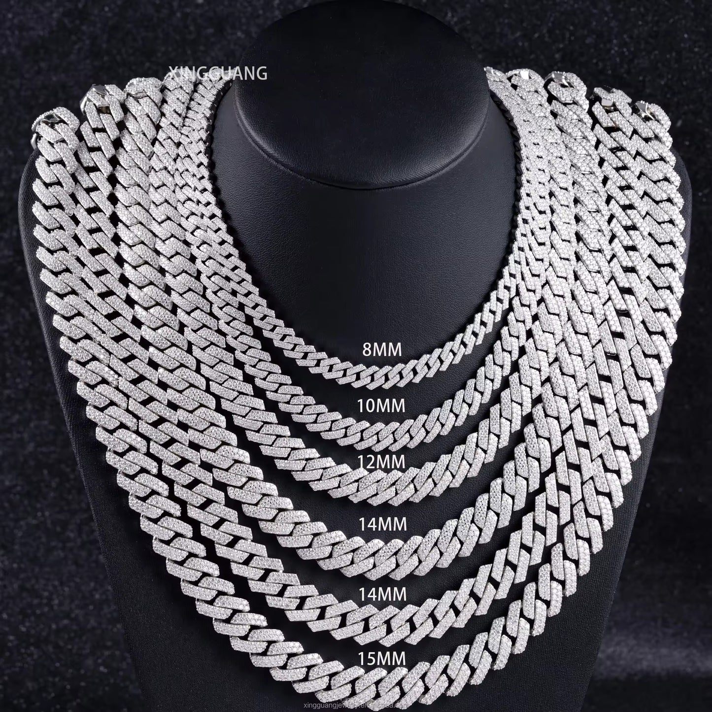 8mm Iced VVS Moissanite Cuban Link Chain – 925 Sterling Silver 16"-24"