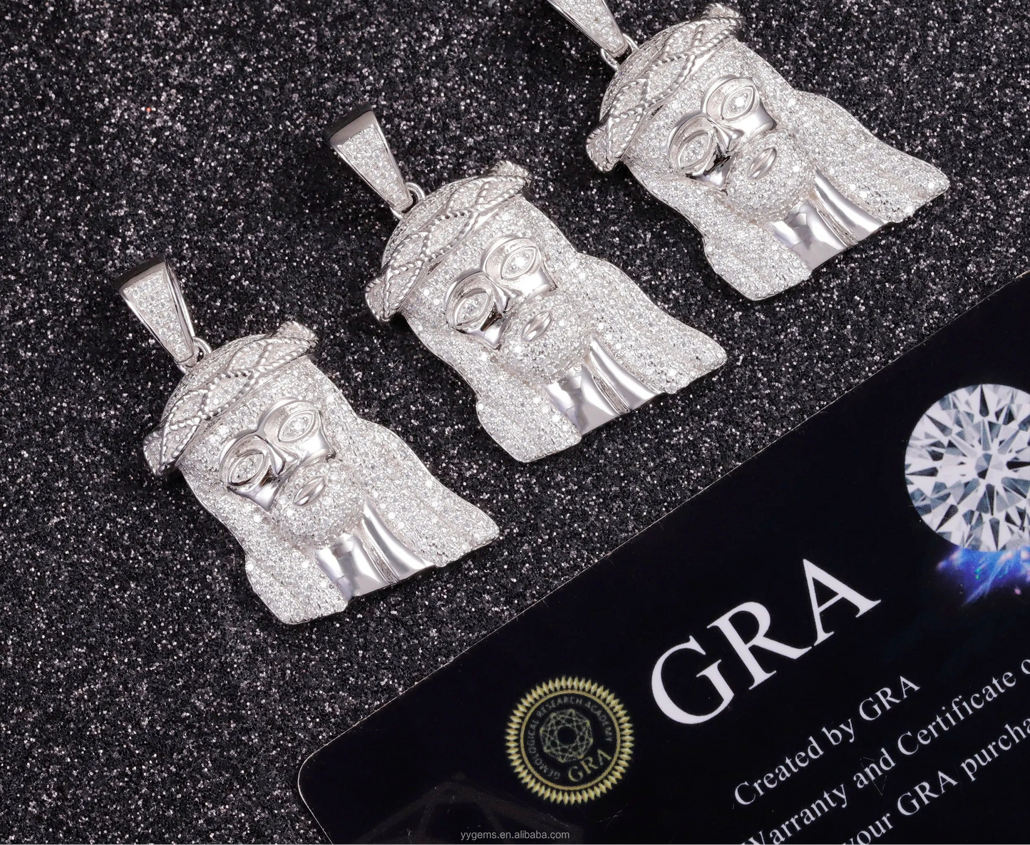 Iced Moissanite Jesus Pendant – 925 Sterling Silver (GRA-Style Certified, Fancy Cut Stones)