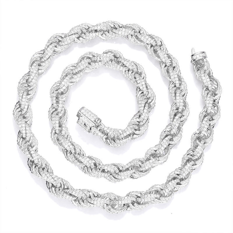 Men’s Iced Moissanite Cuban Rope Chain – 925 Sterling Silver (8mm, D Color VVS)