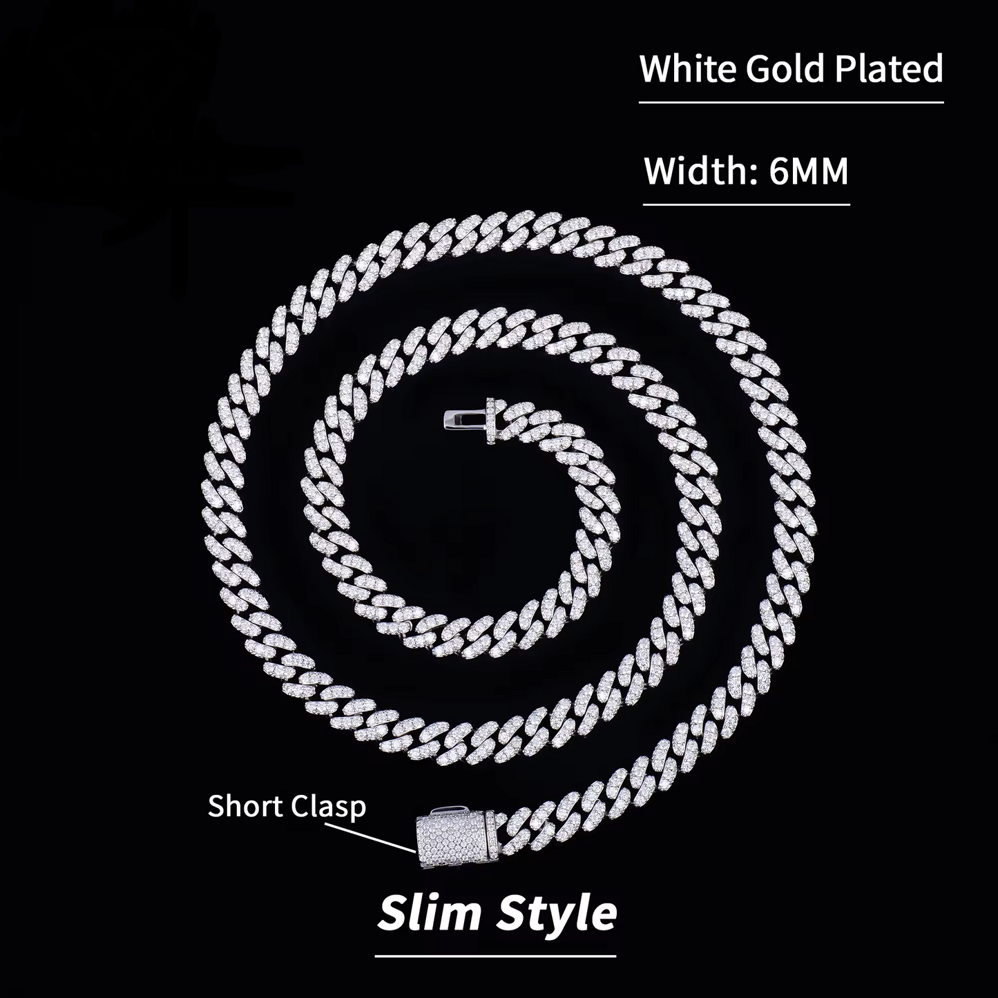 VVS 6mm Moissanite Iced Out Cuban Link Chain – 925 Sterling Silver Hip Hop Necklace (16–24 Inch)