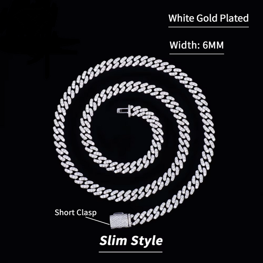 VVS 6mm Moissanite Iced Out Cuban Link Chain – 925 Sterling Silver Hip Hop Necklace (16–24 Inch)