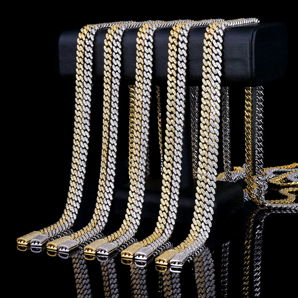 VVS 6mm Moissanite Iced Out Cuban Link Chain – 925 Sterling Silver Hip Hop Necklace (16–24 Inch)