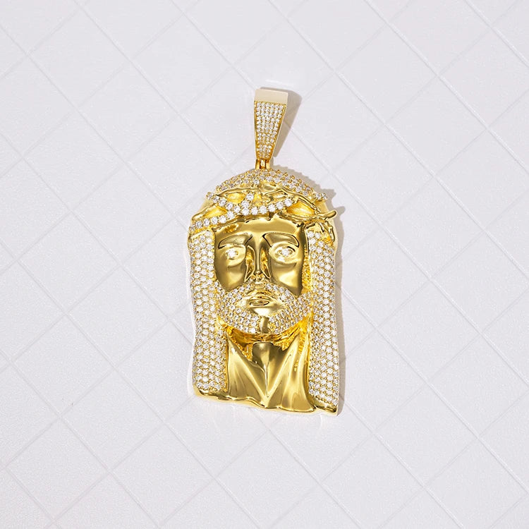 Iced Moissanite Jesus Pendant – 925 Sterling Silver (GRA-Style Certified, Fancy Cut Stones)