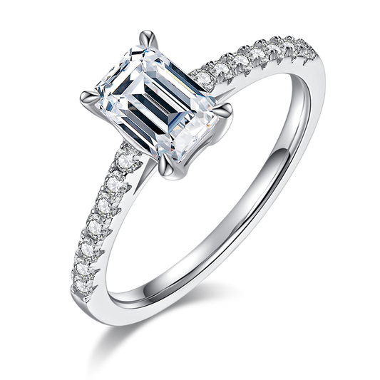1CT D Color Moissanite Diamond Ring – 925 Silver Solitaire Engagement Ring