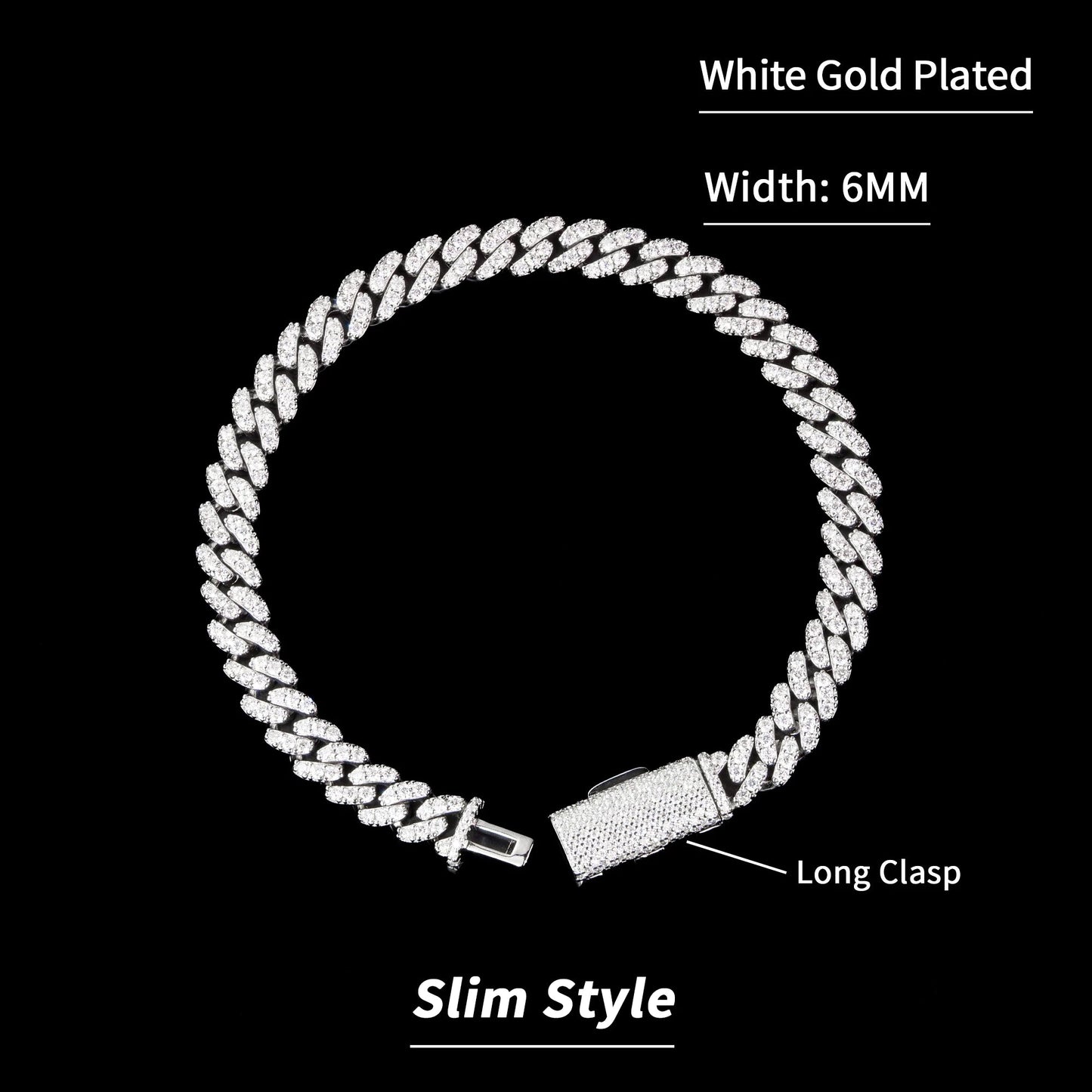 Iced Moissanite Cuban Link Bracelet – 925 Sterling Silver, 18K Gold Plated (6mm, VVS)