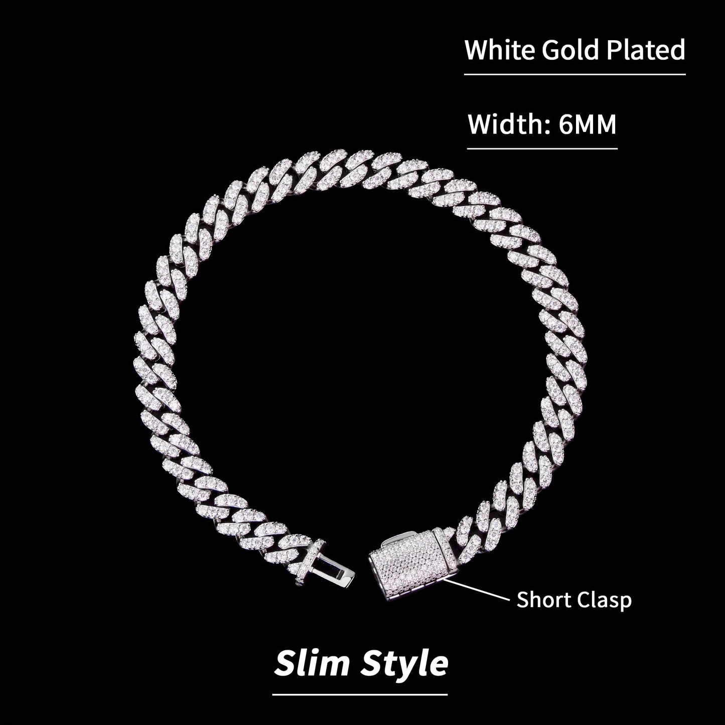 Iced Moissanite Cuban Link Bracelet – 925 Sterling Silver, 18K Gold Plated (6mm, VVS)