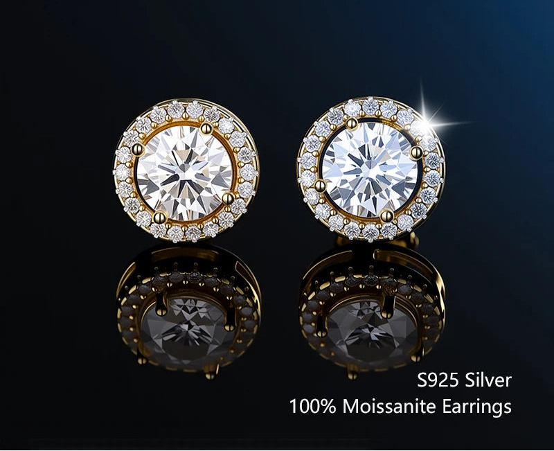 Moissanite Stud Earrings for Women – 925 Sterling Silver, Certified Brilliant Cut (Diamond-Test Ready)