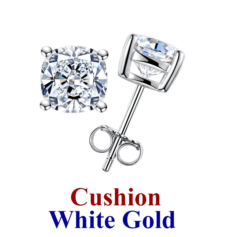 Moissanite Diamond Stud Earrings – 925 Sterling Silver (0.5–2ct, 2026 Edition)