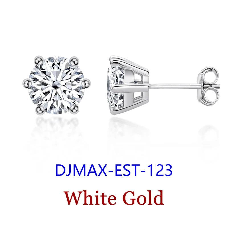 Moissanite Diamond Stud Earrings – 925 Sterling Silver (0.5–2ct, 2026 Edition)