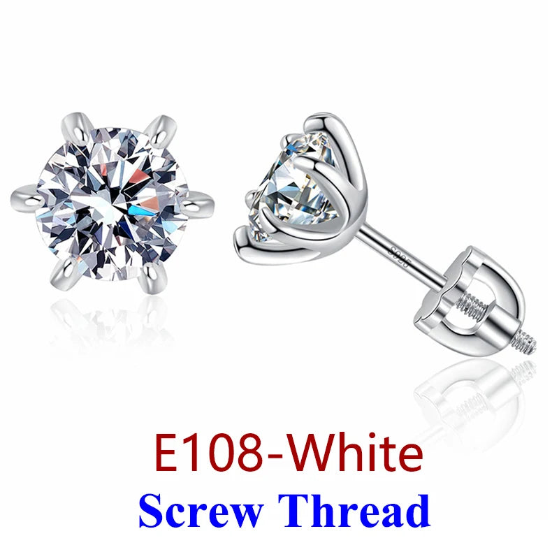 Moissanite Diamond Stud Earrings – 925 Sterling Silver (0.5–2ct, 2026 Edition)