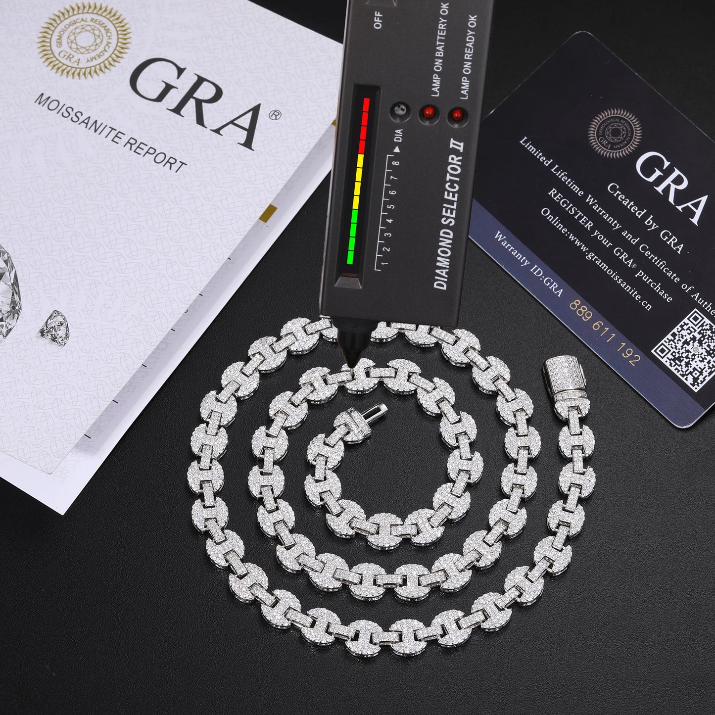 Iced Out Moissanite Gucci Link Chain & Bracelet Set – 925 Sterling Silver Prong Link Jewelry 6mm-10mm