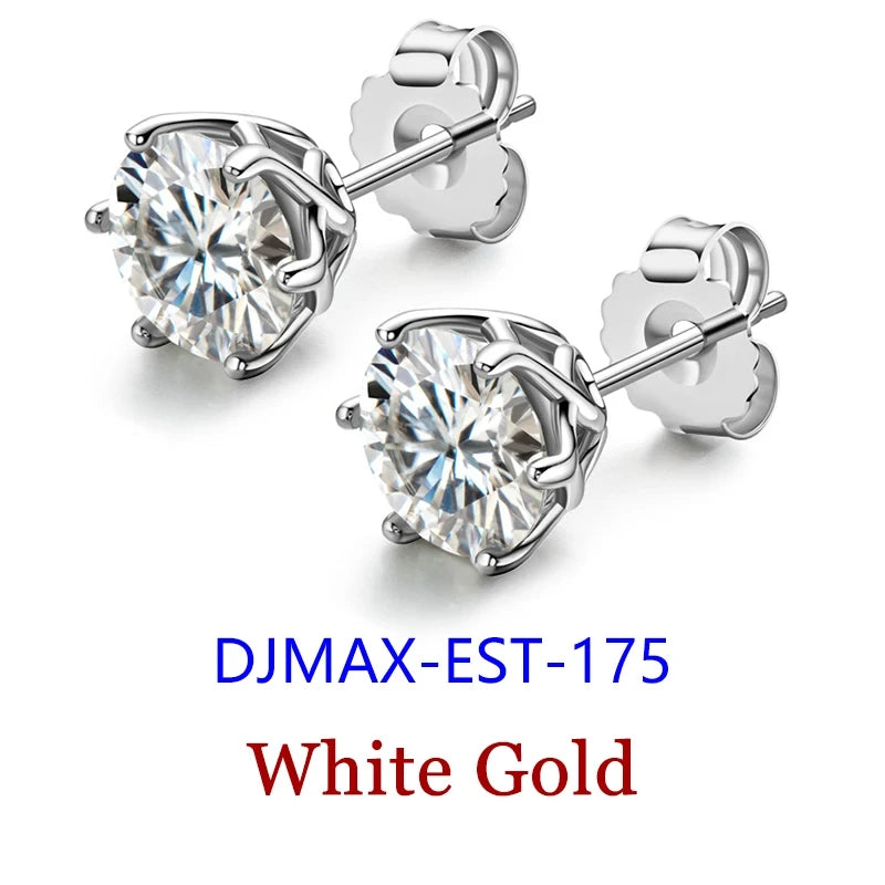 Moissanite Diamond Stud Earrings – 925 Sterling Silver (0.5–2ct, 2026 Edition)