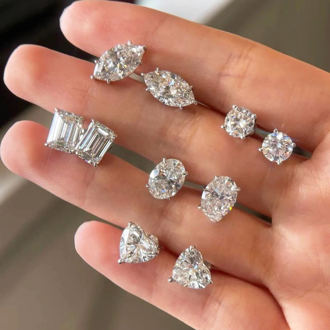 Moissanite Diamond Stud Earrings – 925 Sterling Silver (0.5–2ct, 2026 Edition)