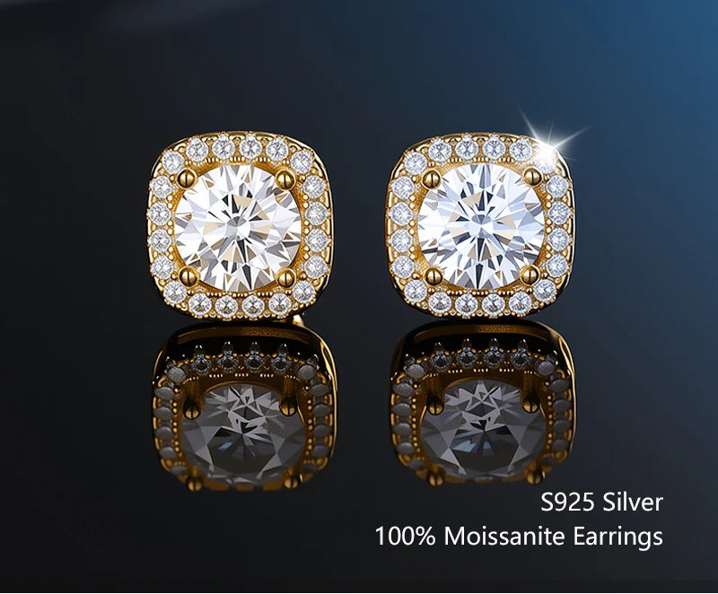 Moissanite Stud Earrings for Women – 925 Sterling Silver, Certified Brilliant Cut (Diamond-Test Ready)
