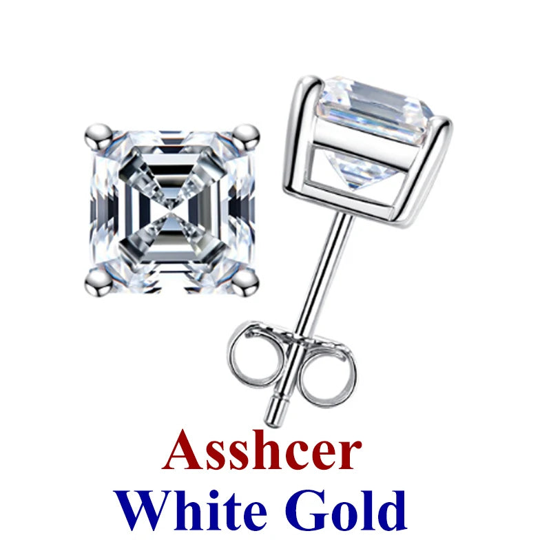 Moissanite Diamond Stud Earrings – 925 Sterling Silver (0.5–2ct, 2026 Edition)