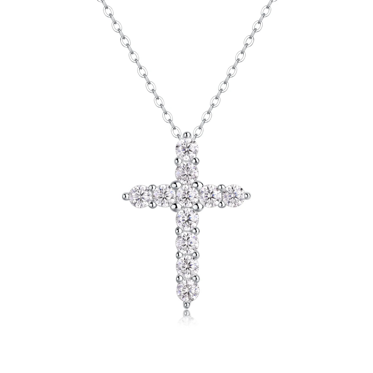 18K Gold Plated Moissanite Cross Necklace – 925 Sterling Silver Pendant with GRA Certificate