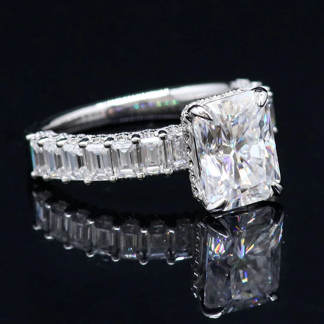 3CT Radiant Cut Moissanite Eternity Ring – D Color VVS
