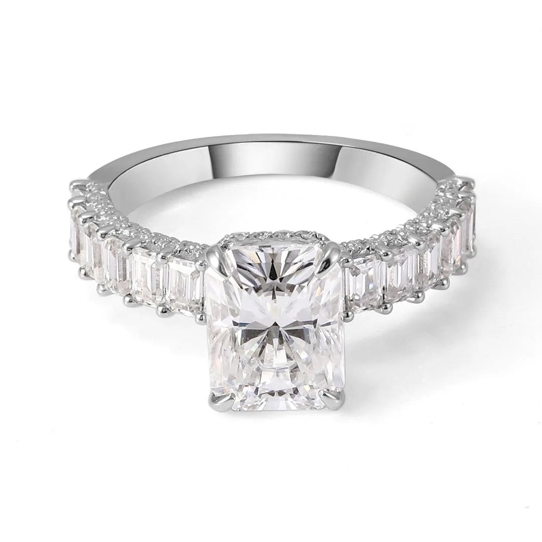 3CT Radiant Cut Moissanite Eternity Ring – D Color VVS