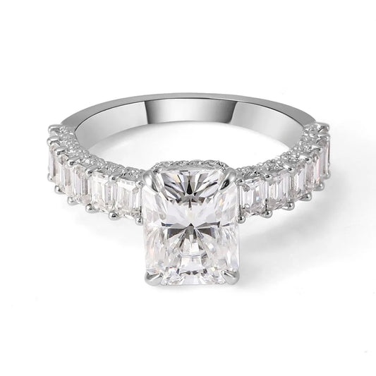 3CT Radiant Cut Moissanite Eternity Ring – D Color VVS