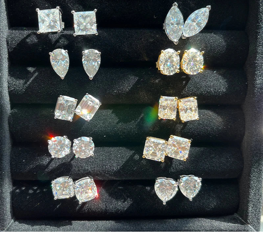 Moissanite Diamond Stud Earrings – 925 Sterling Silver (0.5–2ct, 2026 Edition)