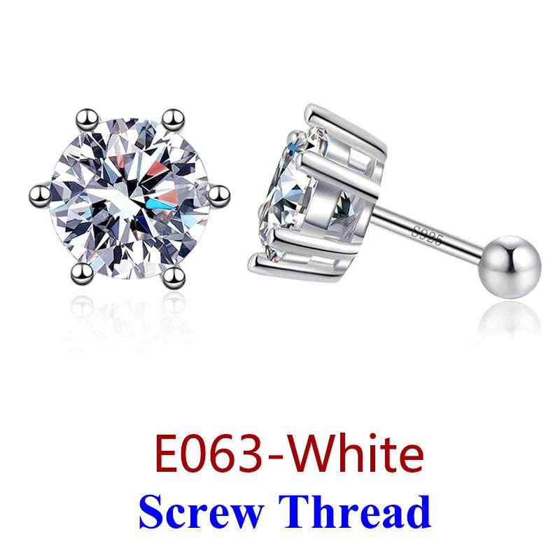 Moissanite Diamond Stud Earrings – 925 Sterling Silver (0.5–2ct, 2026 Edition)