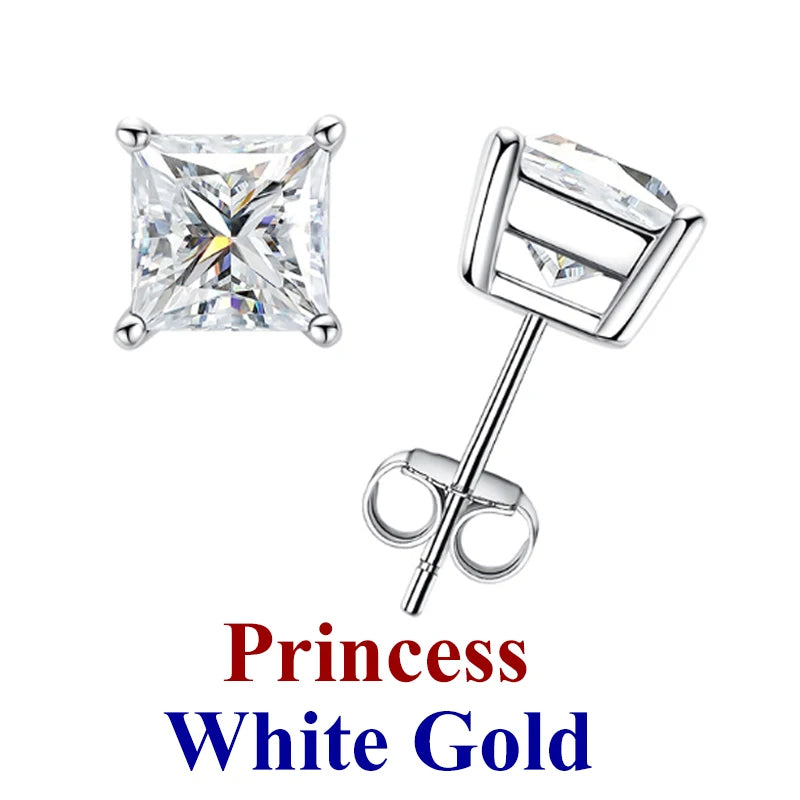 Moissanite Diamond Stud Earrings – 925 Sterling Silver (0.5–2ct, 2026 Edition)