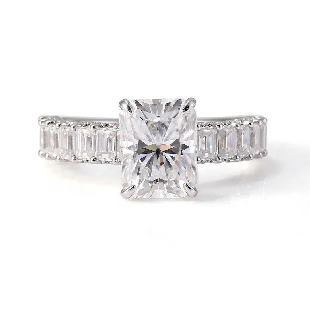 3CT Radiant Cut Moissanite Eternity Ring – D Color VVS