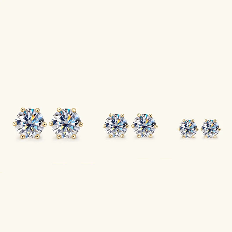 Moissanite Diamond Stud Earrings – 925 Sterling Silver, 18K White Gold Plated (0.5–2ct, Certified)