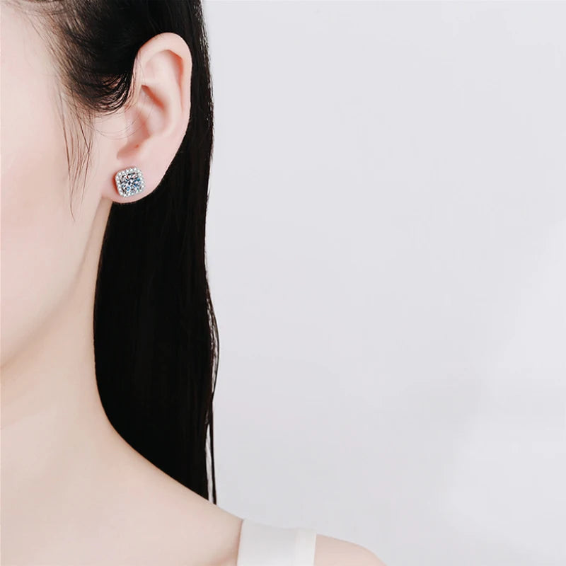Moissanite Stud Earrings for Women – 925 Sterling Silver, Certified Brilliant Cut (Diamond-Test Ready)