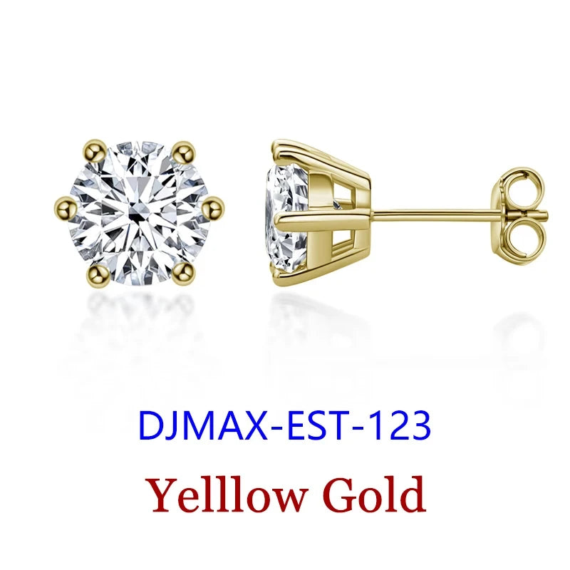 Moissanite Diamond Stud Earrings – 925 Sterling Silver (0.5–2ct, 2026 Edition)