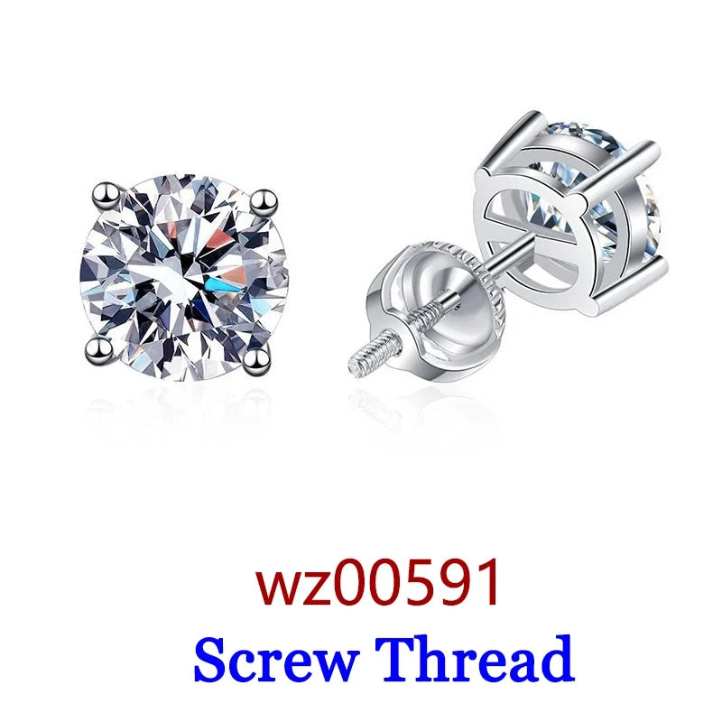 Moissanite Diamond Stud Earrings – 925 Sterling Silver (0.5–2ct, 2026 Edition)