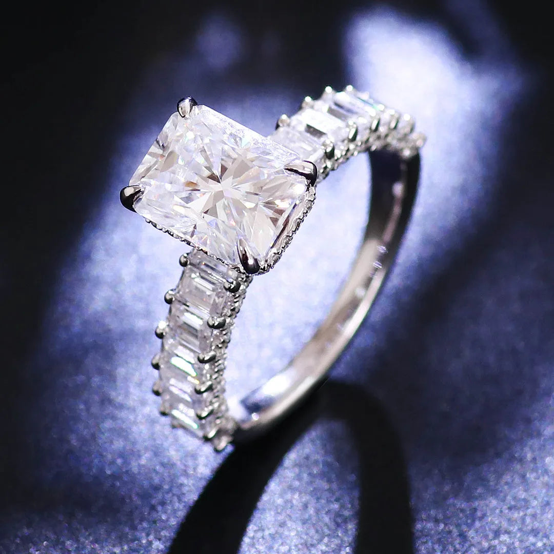 3CT Radiant Cut Moissanite Eternity Ring – D Color VVS