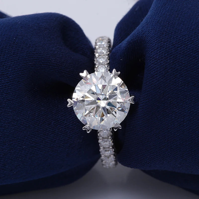 1.2CT Moissanite Half Eternity Wedding Ring – D Color VVS1 Round Cut | 925 Sterling Silver / 10K / 14K / 18K Gold