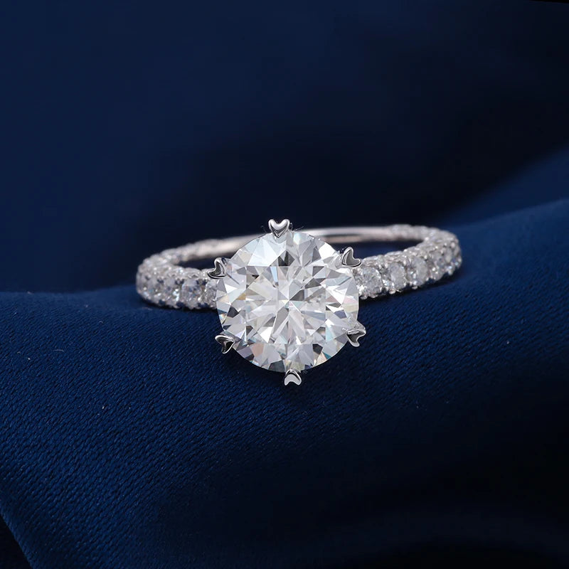 1.2CT Moissanite Half Eternity Wedding Ring – D Color VVS1 Round Cut | 925 Sterling Silver / 10K / 14K / 18K Gold