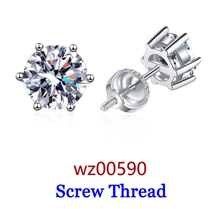 Moissanite Diamond Stud Earrings – 925 Sterling Silver (0.5–2ct, 2026 Edition)