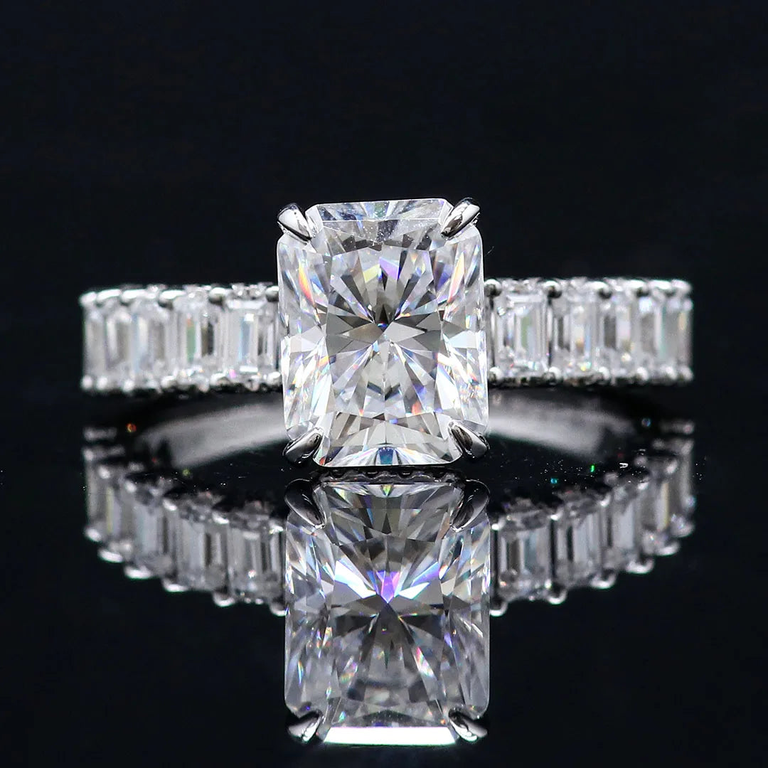 3CT Radiant Cut Moissanite Eternity Ring – D Color VVS