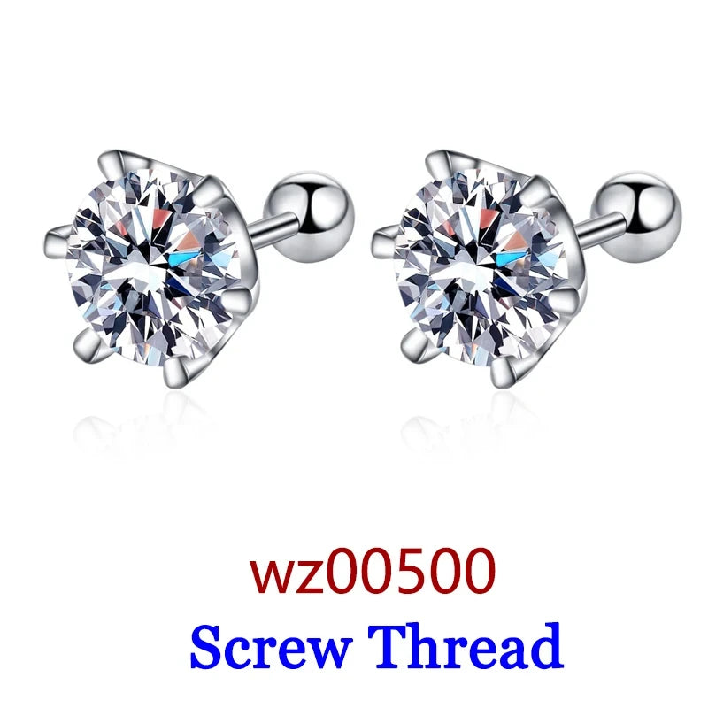 Moissanite Diamond Stud Earrings – 925 Sterling Silver (0.5–2ct, 2026 Edition)