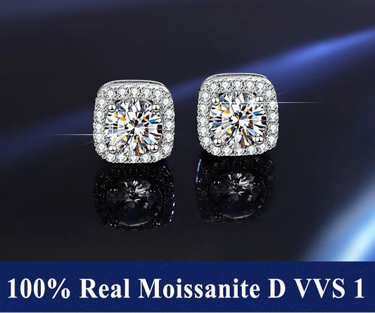 Moissanite Stud Earrings for Women – 925 Sterling Silver, Certified Brilliant Cut (Diamond-Test Ready)