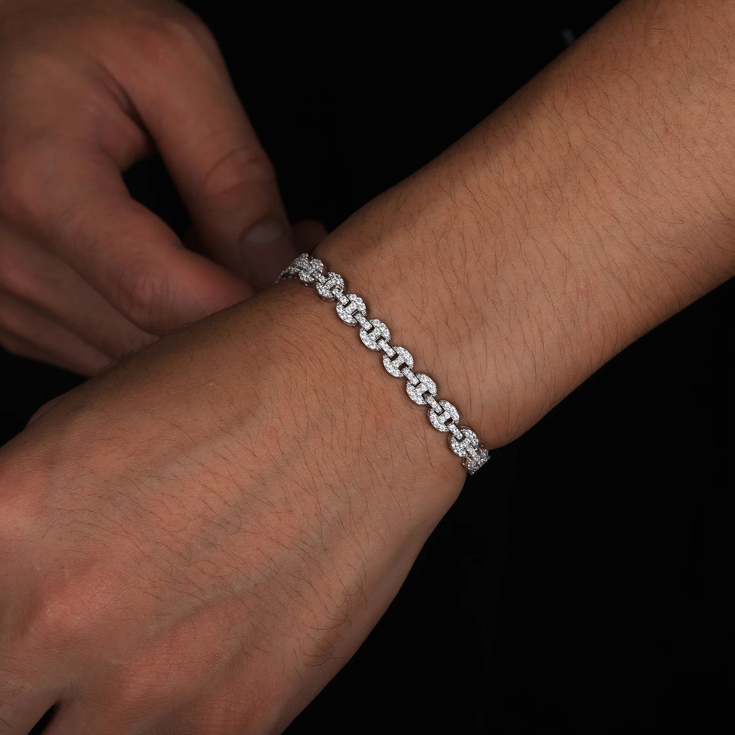 Iced Out Moissanite Gucci Link Chain & Bracelet Set – 925 Sterling Silver Prong Link Jewelry 6mm-10mm