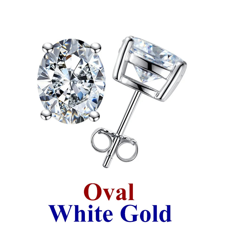 Moissanite Diamond Stud Earrings – 925 Sterling Silver (0.5–2ct, 2026 Edition)