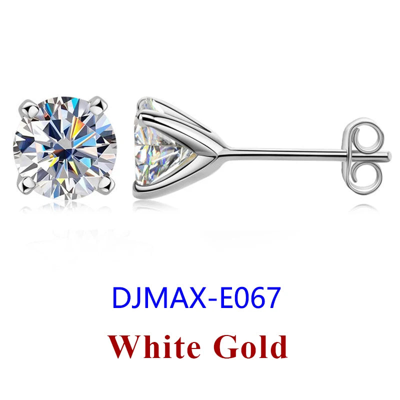 Moissanite Diamond Stud Earrings – 925 Sterling Silver (0.5–2ct, 2026 Edition)
