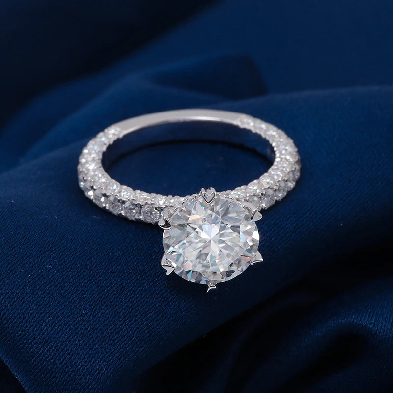 1.2CT Moissanite Half Eternity Wedding Ring – D Color VVS1 Round Cut | 925 Sterling Silver / 10K / 14K / 18K Gold