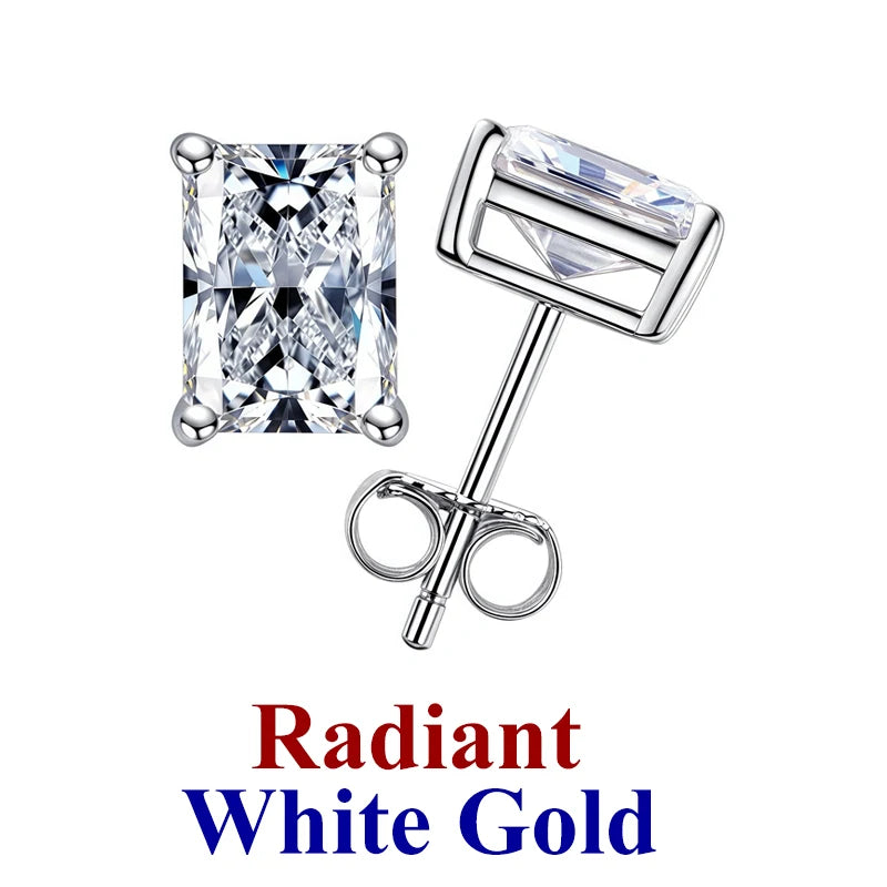 Moissanite Diamond Stud Earrings – 925 Sterling Silver (0.5–2ct, 2026 Edition)